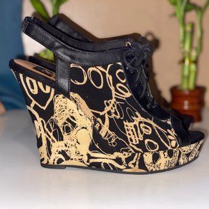 Black & White Skull Platform Heels